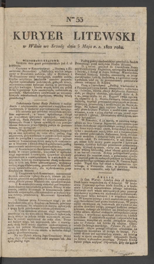 Kuryer Litewski. 1822, numer 53