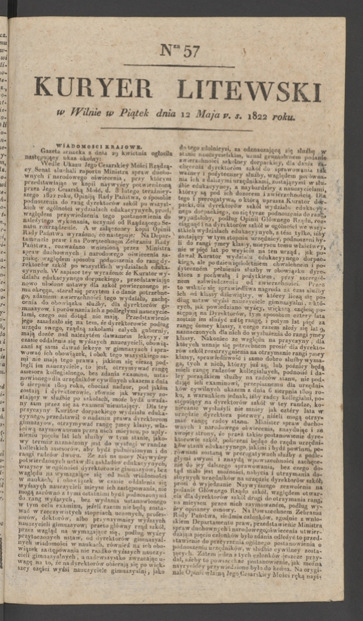 Kuryer Litewski. 1822, numer 57