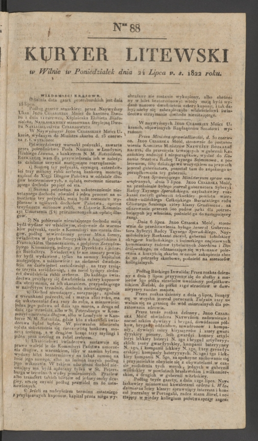 Kuryer Litewski. 1822, numer 88