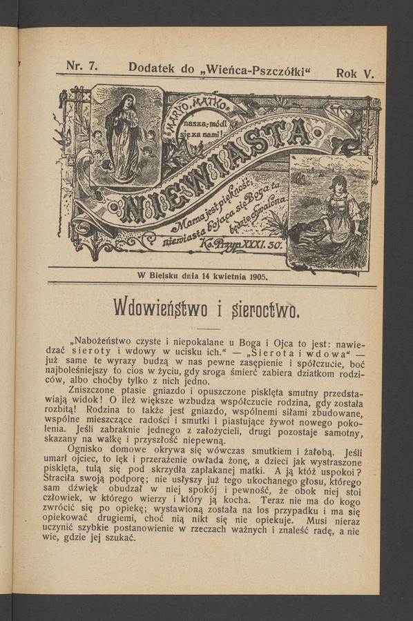 Niewiasta : dodatek do „Wieńca-Pszczółki”. Rok 5, 1905, numer 7
