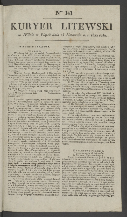 Kuryer Litewski. 1822, numer 141