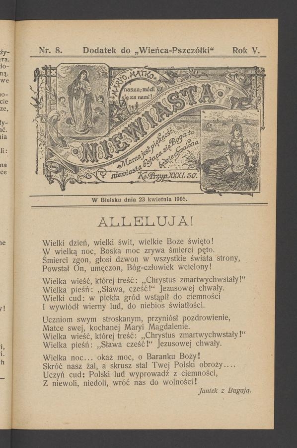 Niewiasta : dodatek do „Wieńca-Pszczółki”. Rok 5, 1905, numer 8