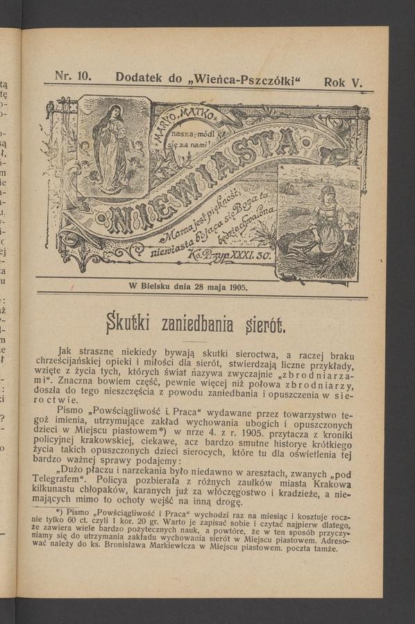 Niewiasta : dodatek do „Wieńca-Pszczółki”. Rok 5, 1905, numer 10