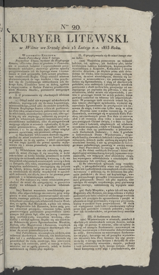 Kuryer Litewski. 1833, numer 20