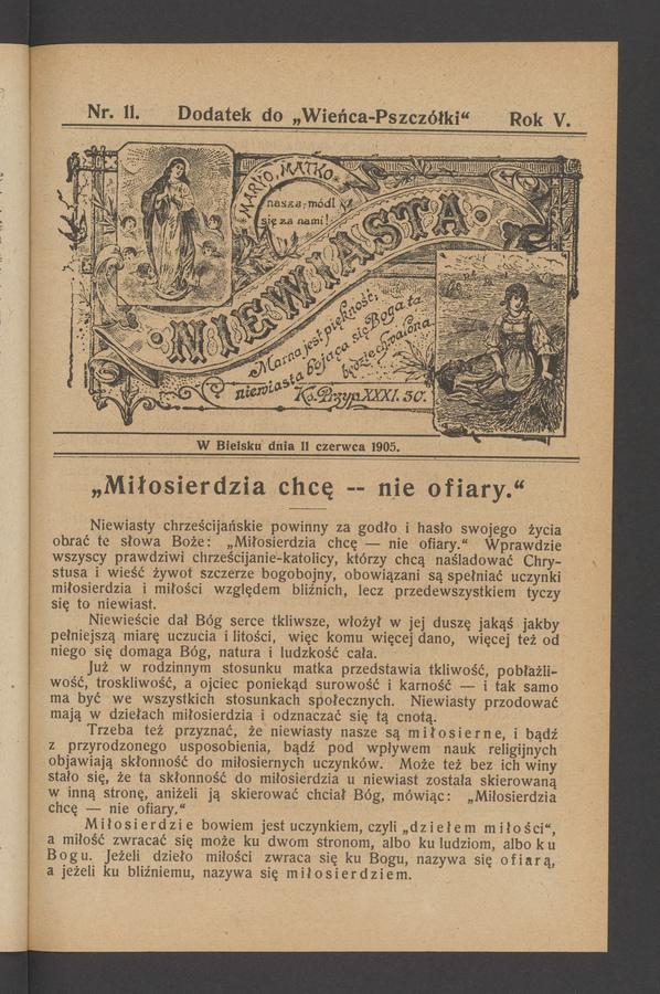 Niewiasta : dodatek do „Wieńca-Pszczółki”. Rok 5, 1905, numer 11