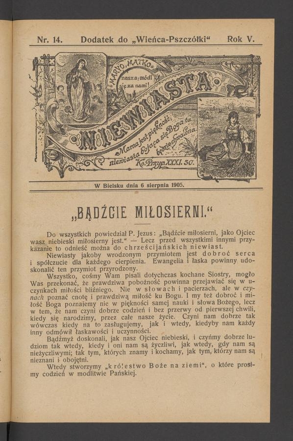 Niewiasta : dodatek do „Wieńca-Pszczółki”. Rok 5, 1905, numer 14