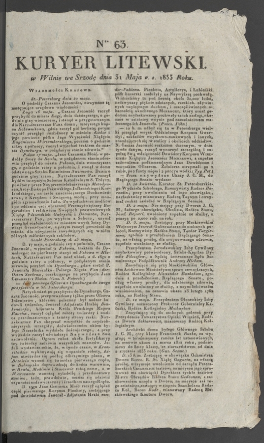 Kuryer Litewski. 1833, numer 63