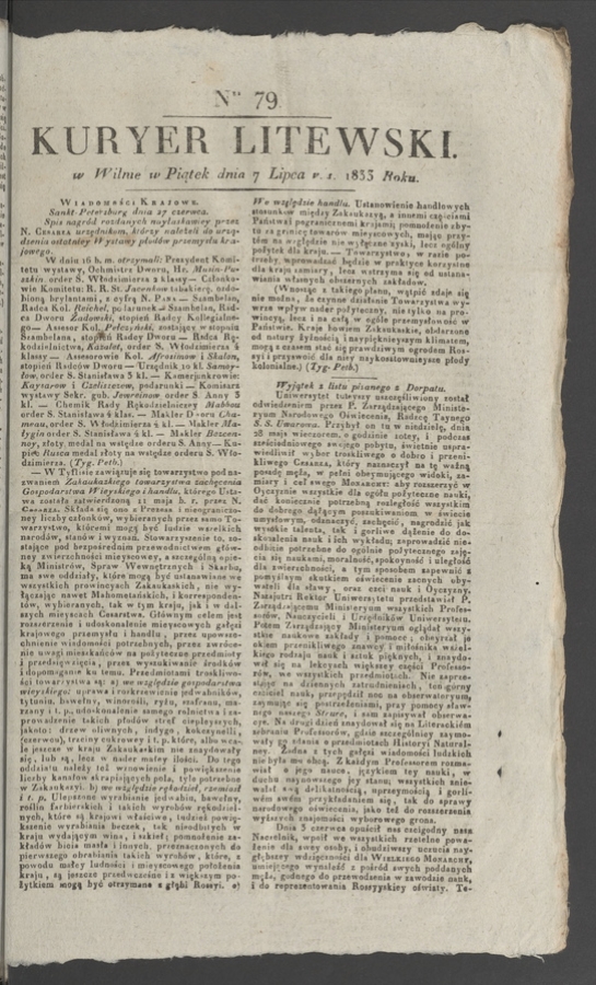 Kuryer Litewski. 1833, numer 79