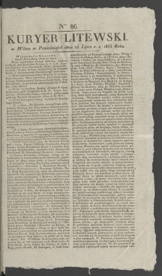 Kuryer Litewski. 1833, numer 86