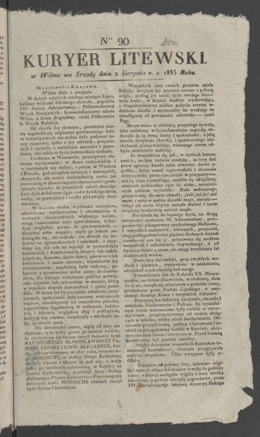 Kuryer Litewski. 1833, numer 90