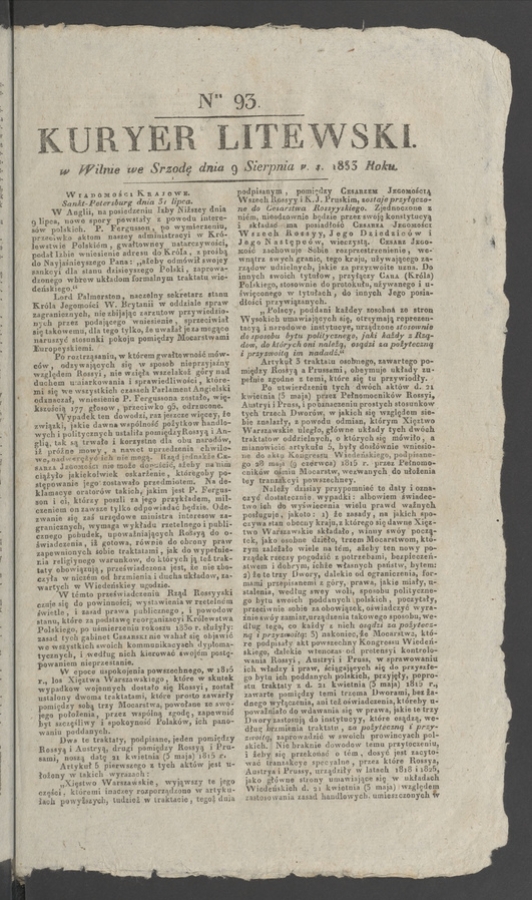 Kuryer Litewski. 1833, numer 93