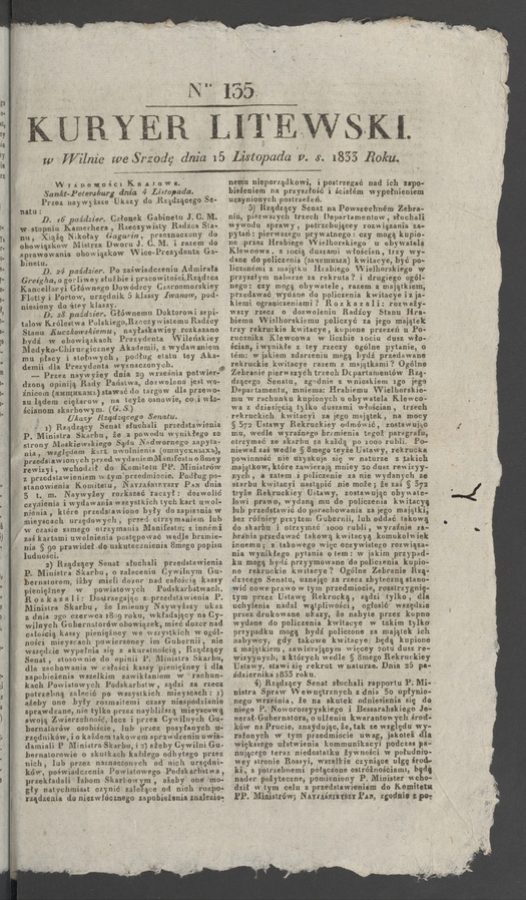 Kuryer Litewski. 1833, numer 135