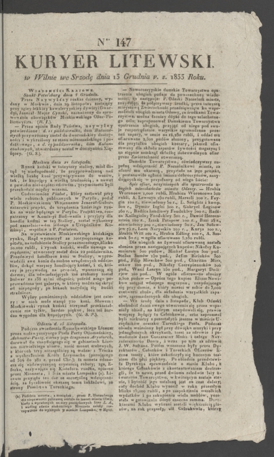 Kuryer Litewski. 1833, numer 147