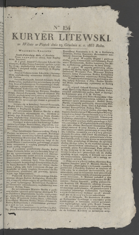 Kuryer Litewski. 1833, numer 154