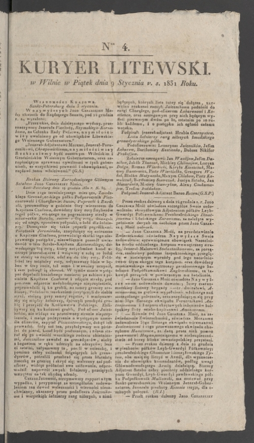 Kuryer Litewski. 1831, numer 4