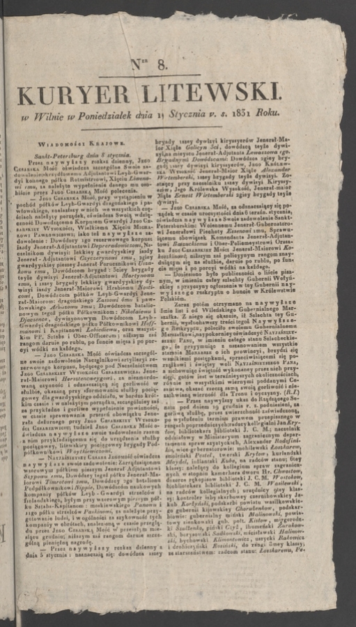Kuryer Litewski. 1831, numer 8