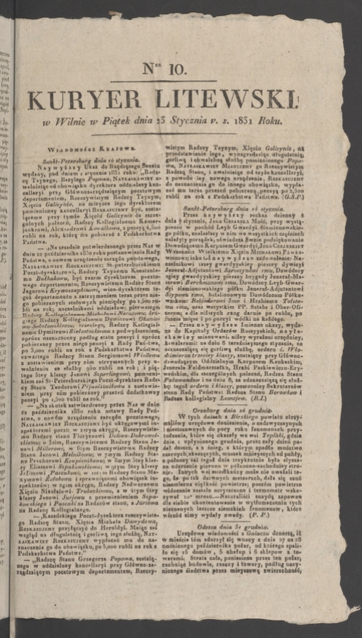 Kuryer Litewski. 1831, numer 10
