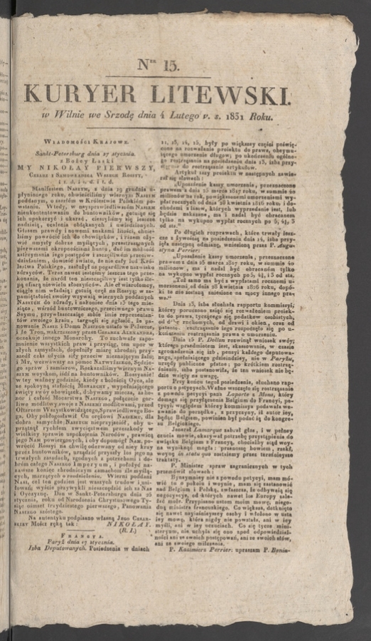 Kuryer Litewski. 1831, numer 15