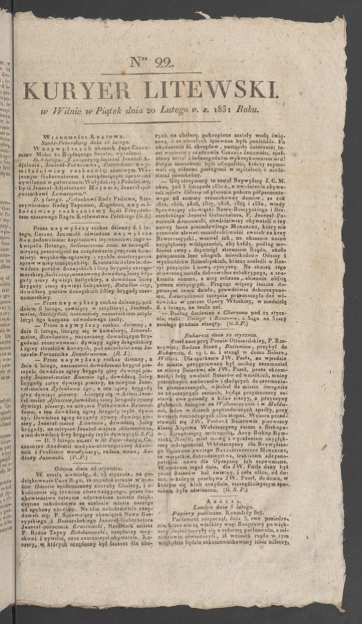 Kuryer Litewski. 1831, numer 22