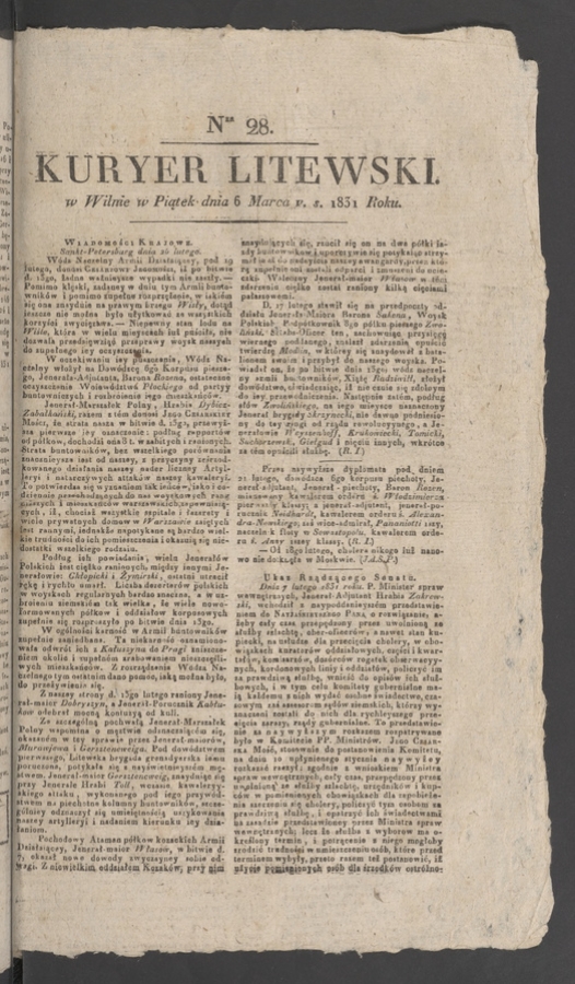 Kuryer Litewski. 1831, numer 28