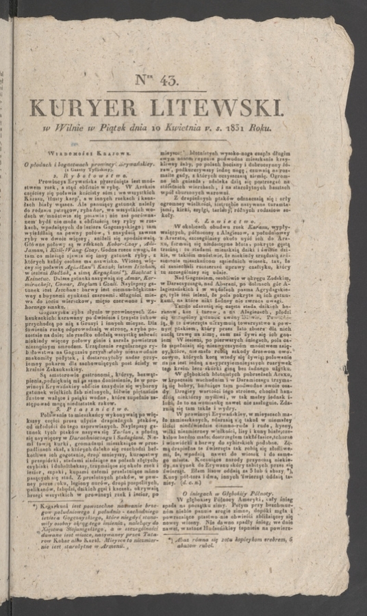Kuryer Litewski. 1831, numer 43