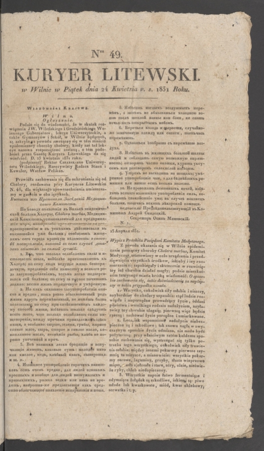 Kuryer Litewski. 1831, numer 49