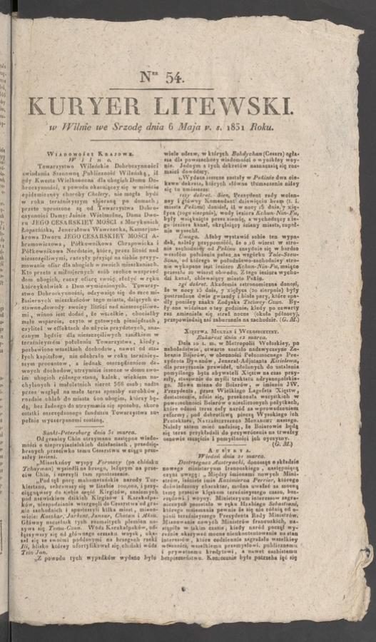 Kuryer Litewski. 1831, numer 54