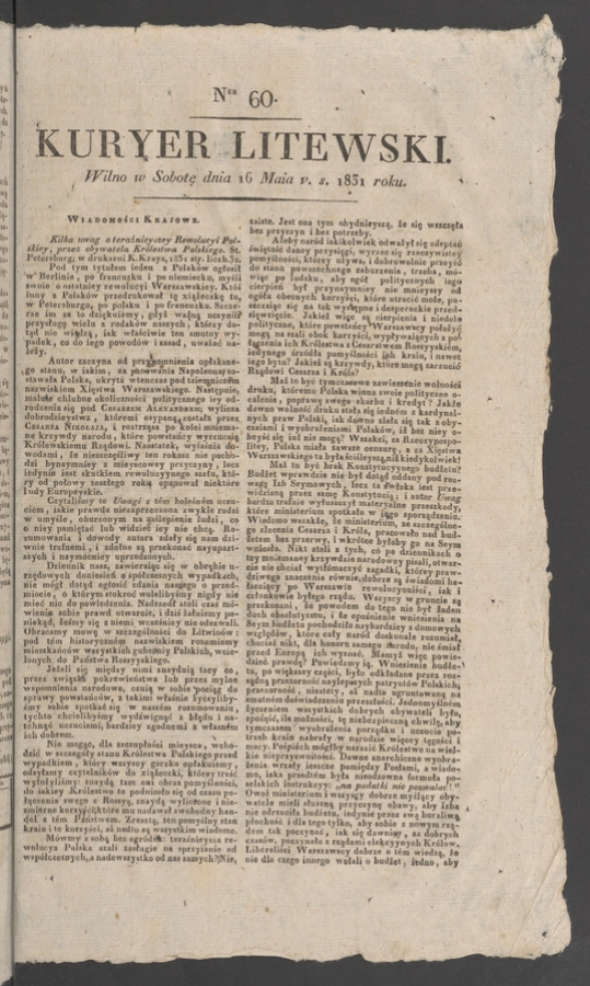 Kuryer Litewski. 1831, numer 60