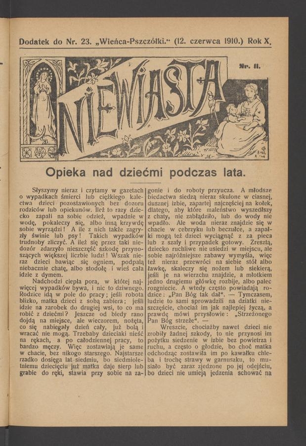 Niewiasta : dodatek do numeru 23 „Wieńca-Pszczółki”. Rok 10, 1910, numer 11