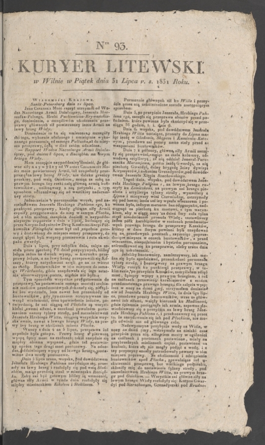 Kuryer Litewski. 1831, numer 93