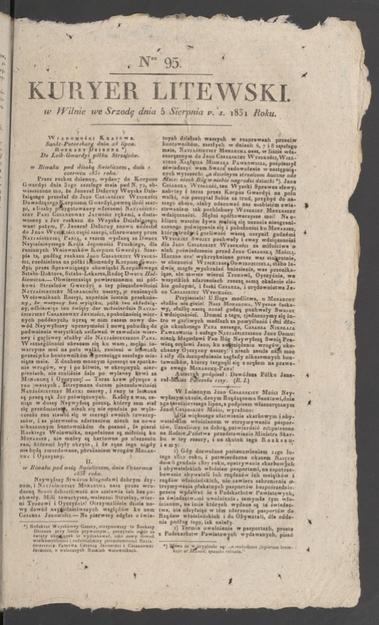 Kuryer Litewski. 1831, numer 95