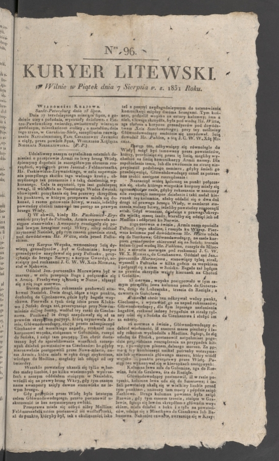 Kuryer Litewski. 1831, numer 96
