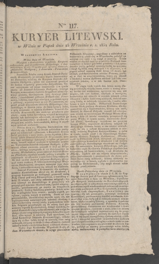 Kuryer Litewski. 1831, numer 117