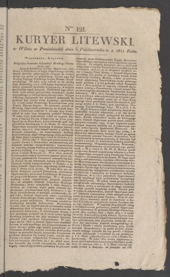 Kuryer Litewski. 1831, numer 121