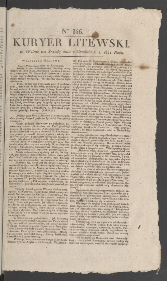 Kuryer Litewski. 1831, numer 146