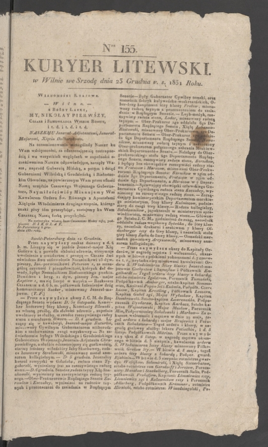 Kuryer Litewski. 1831, numer 155