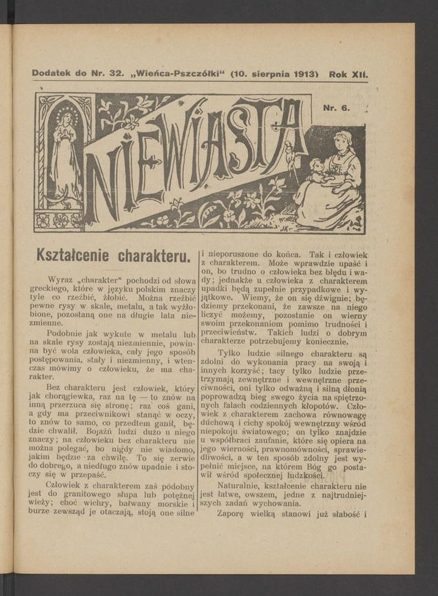 Niewiasta : dodatek do numeru 32 „Wieńca-Pszczółki”. Rok 13, 1913, numer 6