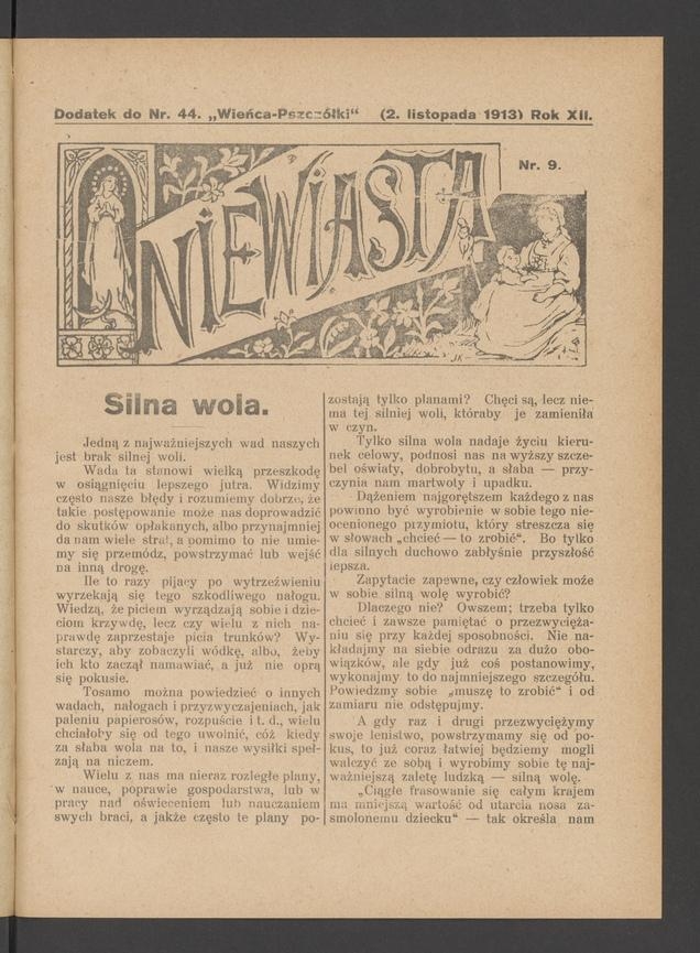 Niewiasta : dodatek do numeru 44 „Wieńca-Pszczółki”. Rok 13, 1913, numer 9