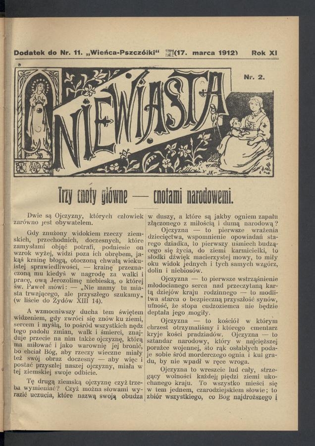 Niewiasta : dodatek do numeru 11 „Wieńca-Pszczółki”. Rok 12, 1912, numer 2