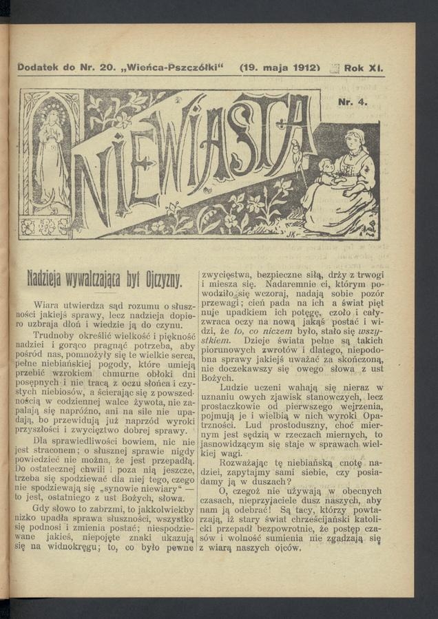Niewiasta : dodatek do numeru 20 „Wieńca-Pszczółki”. Rok 12, 1912, numer 4