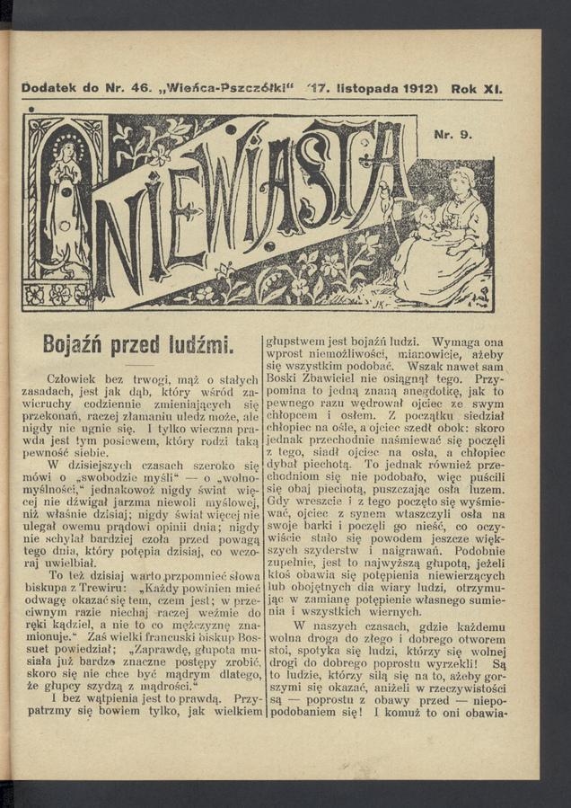 Niewiasta : dodatek do numeru 46 „Wieńca-Pszczółki”. Rok 12, 1912, numer 9