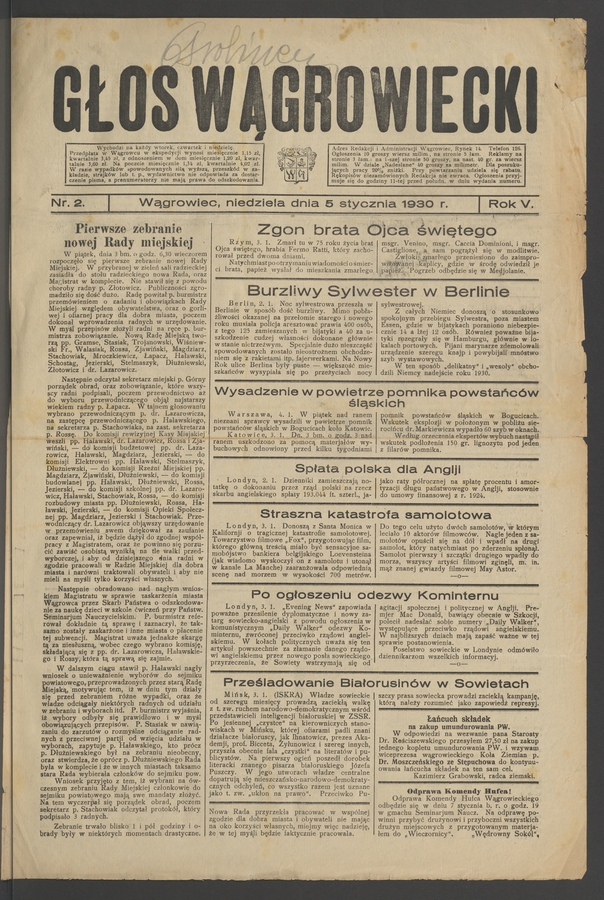 Głos Wągrowiecki. Rok 5, 1930, numer 2
