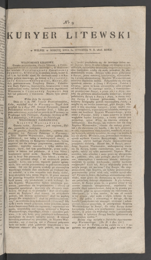 Kuryer Litewski. 1815, numer 9