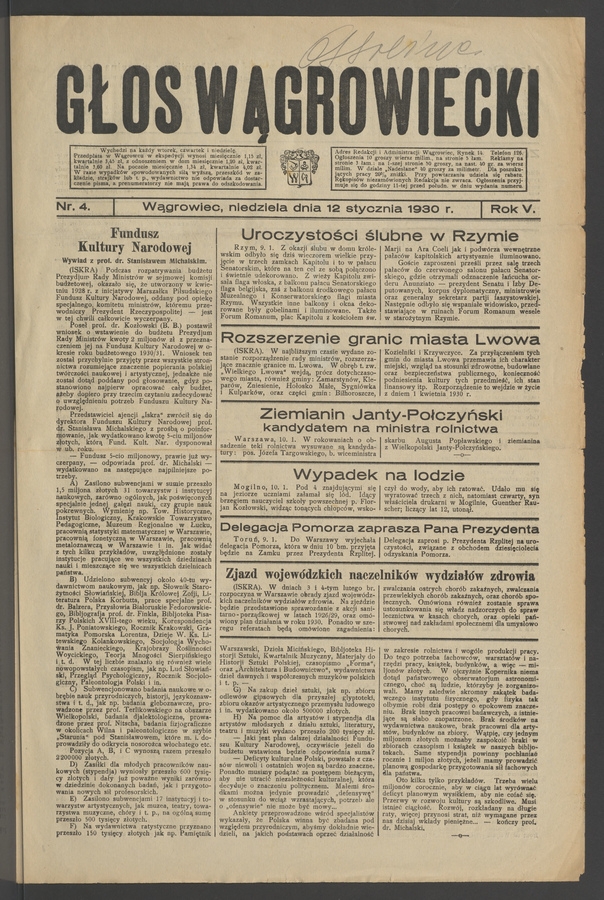 Głos Wągrowiecki. Rok 5, 1930, numer 4