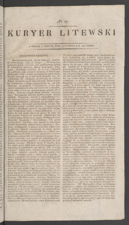 Kuryer Litewski. 1815, numer 17
