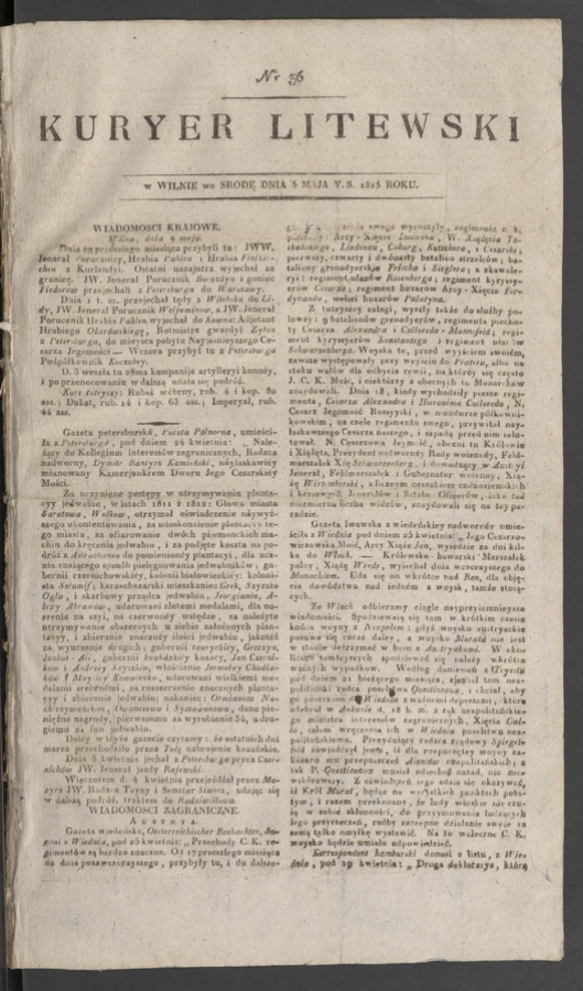 Kuryer Litewski. 1815, numer 36