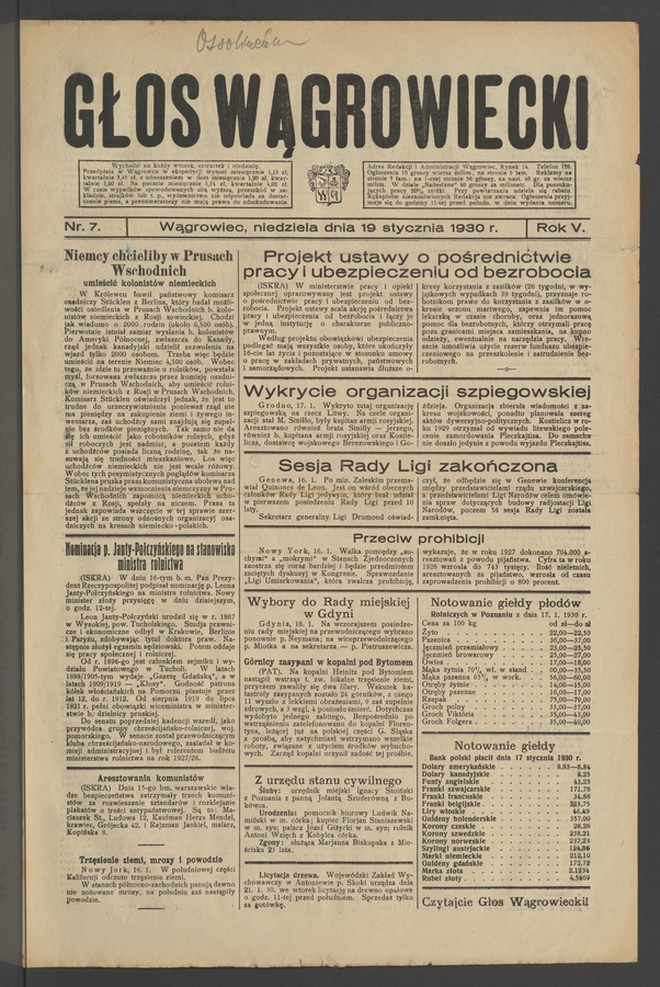 Głos Wągrowiecki. Rok 5, 1930, numer 7