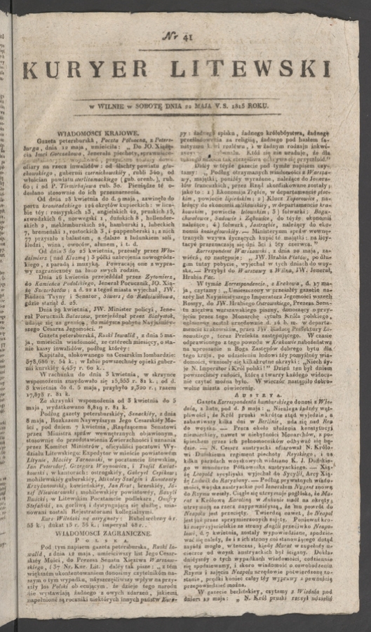 Kuryer Litewski. 1815, numer 41