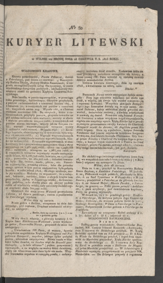 Kuryer Litewski. 1815, numer 50