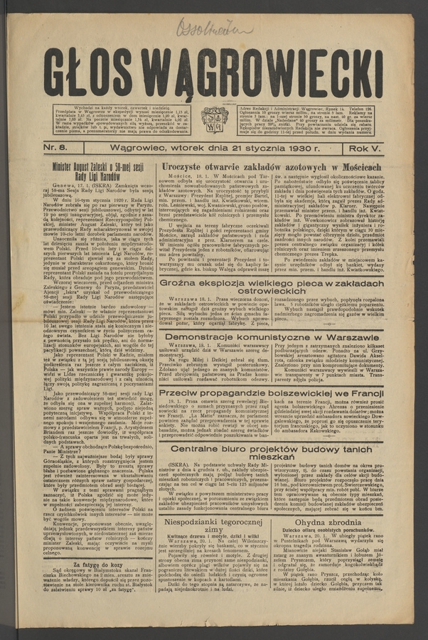 Głos Wągrowiecki. Rok 5, 1930, numer 8